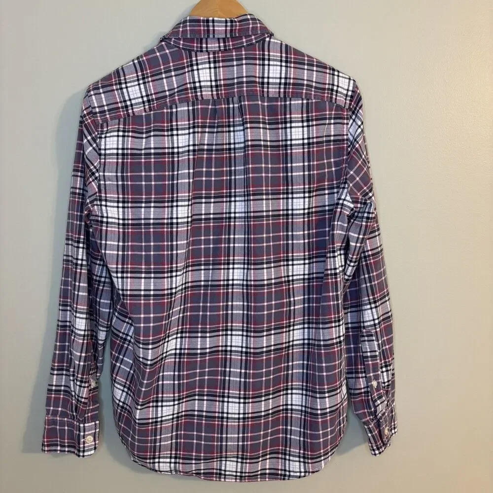 Tailored By J Crew Long Sleeve Button Up Mens Plaid 100% Cotton Small Classic